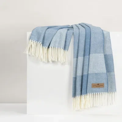 Lands Downunder Hampton Plaid Herringbone Throw In Chambray