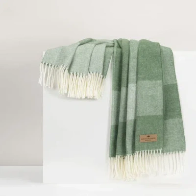 Lands Downunder Hampton Plaid Herringbone Throw In Green