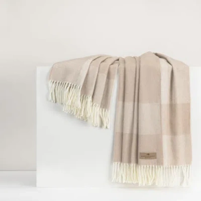 Lands Downunder Hampton Plaid Herringbone Throw In Sand