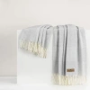 Lands Downunder Hampton Plaid Herringbone Throw In Silver