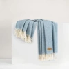 Lands Downunder Herringbone Cashmere Throw In Blue