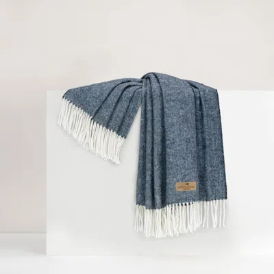 Lands Downunder Italian Herringbone Throw In Blue
