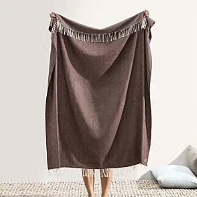 Lands Downunder Landsdown Under Herringbone Cotton Blend Throw In Chocolate