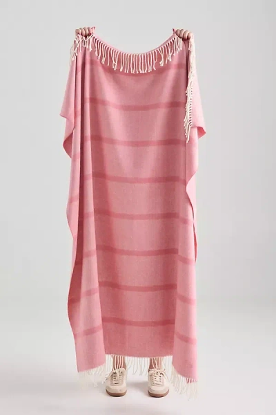 Lands Downunder Montauk Stripe Herringbone Throw Blanket In Pink