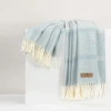 Lands Downunder Montauk Stripe Herringbone Throw In Crystal Blue