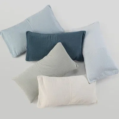 Lands Downunder Remo Striped Cotton Pillow Cover In Steel