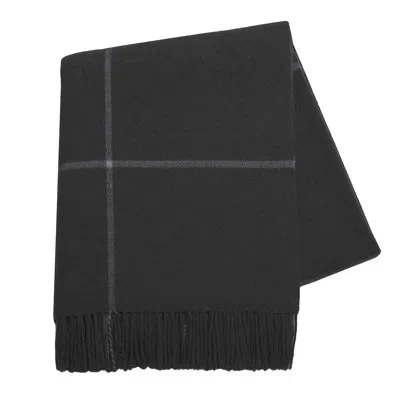 Lands Downunder Windowpane Cashmere/lambswool Throw In Onyx