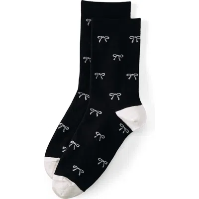 Lands' End 1-pack Novelty Crew Socks In Black