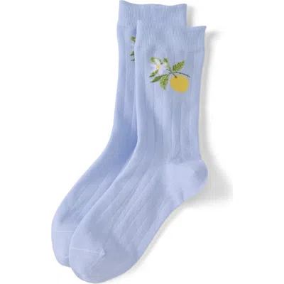 Lands' End 1-pack Novelty Crew Socks In Blue