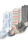Lands' End 3-pack Seamless Pattern Crew Socks