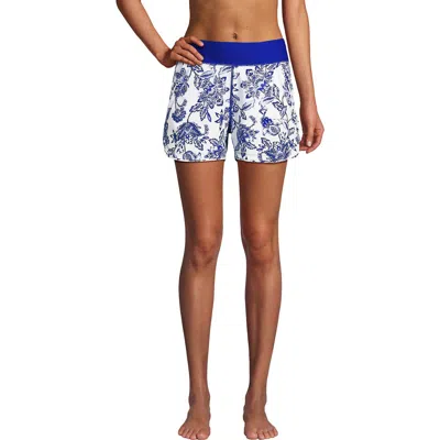 Lands' End 3" Quick Dry Elastic Waist Board Shorts Swim Cover-up Shorts With Panty In Multi