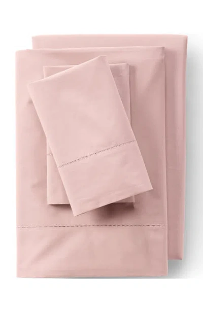 Lands' End 300 Thread Count Cotton Percale Bed Sheet Set In Pink
