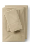 Lands' End 300 Thread Count Cotton Percale Bed Sheet Set In Brown