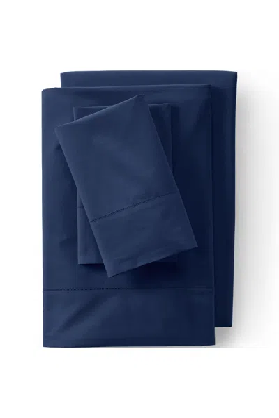 Lands' End 300 Thread Count Cotton Percale Bed Sheet Set In Blue