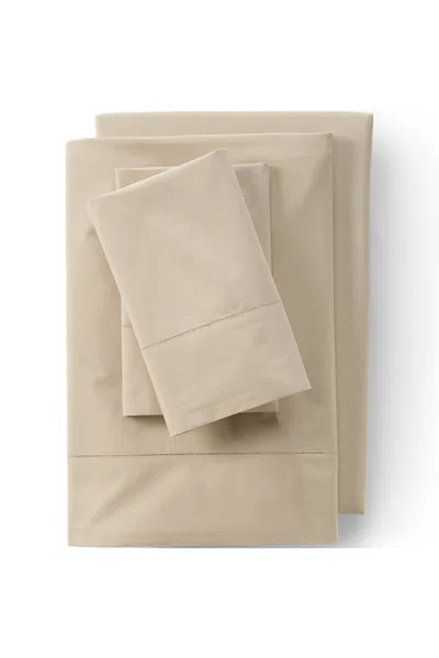 Lands' End 300 Thread Count Cotton Percale Bed Sheet Set In Brown