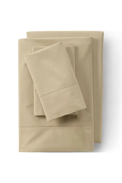 Lands' End 300 Thread Count Cotton Percale Bed Sheet Set In Brown