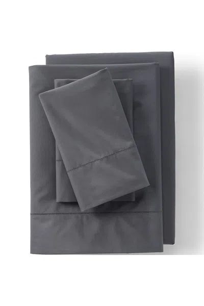 Lands' End 300 Thread Count Cotton Percale Bed Sheet Set In Gray