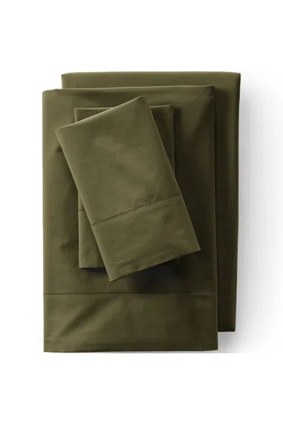 Lands' End 300 Thread Count Cotton Percale Bed Sheet Set In Green
