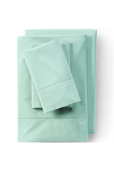 Lands' End 300 Thread Count Cotton Percale Bed Sheet Set In Green