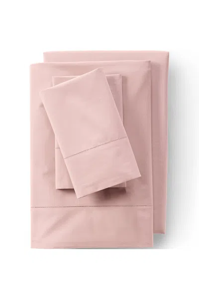 Lands' End 300 Thread Count Cotton Percale Bed Sheet Set In Orange