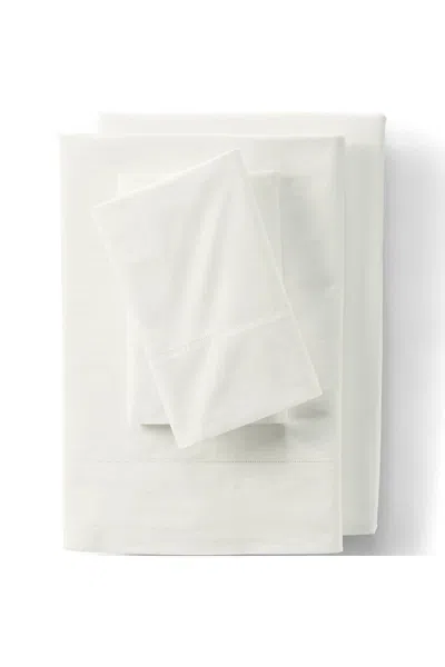 Lands' End 300 Thread Count Cotton Percale Bed Sheet Set In White