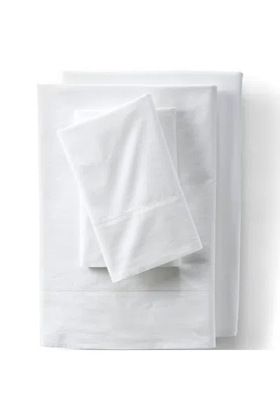 Lands' End 300 Thread Count Cotton Percale Bed Sheet Set In White