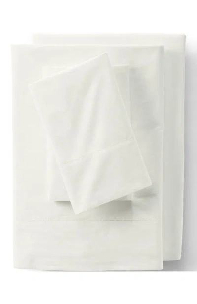 Lands' End 300 Thread Count Cotton Percale Bed Sheet Set In White