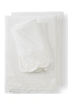 Lands' End 300 Thread Count Cotton Percale Eyelet Bed Sheet Set In White