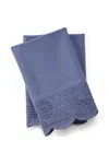 Lands' End 300 Thread Count Cotton Percale Eyelet Pillowcases In Blue