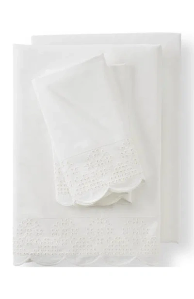 Lands' End 300 Thread Count Cotton Percale Eyelet Pillowcases In White