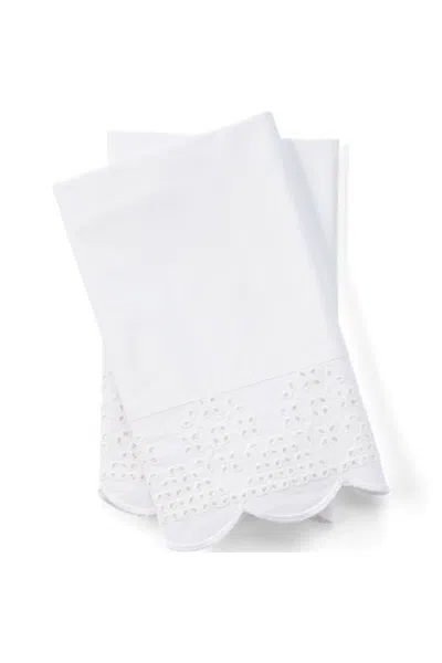 Lands' End 300 Thread Count Cotton Percale Eyelet Pillowcases In White