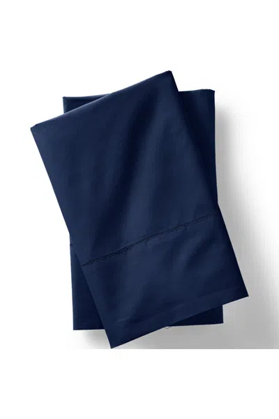 Lands' End 300 Thread Count Cotton Percale Pillowcases In Blue