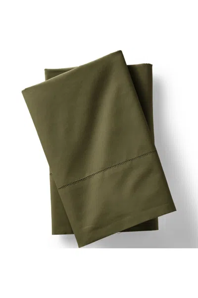 Lands' End 300 Thread Count Cotton Percale Pillowcases In Green