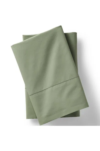 Lands' End 300 Thread Count Cotton Percale Pillowcases In Green