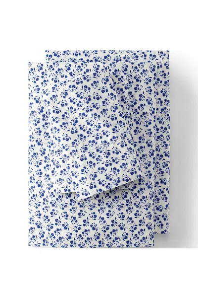 Lands' End 300 Thread Count Cotton Smooth Percale Bed Sheet Set In White