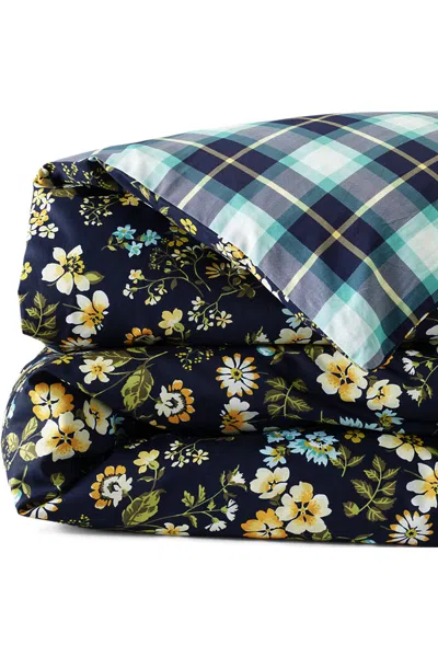 Lands' End 300 Thread Count Cotton Smooth Percale Duvet Bed Cover In Blue