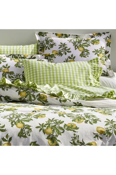 Lands' End 300 Thread Count Cotton Smooth Percale Printed Comforter In White