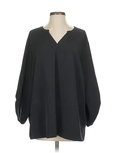 Pre-owned Lands' End 3/4 Sleeve Blouse In Black