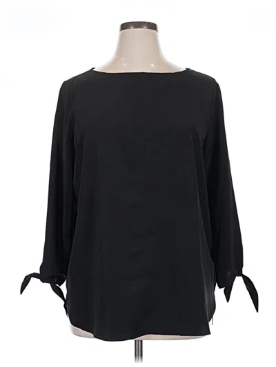 Pre-owned Lands' End 3/4 Sleeve Blouse In Black