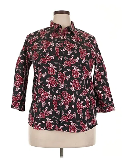 Pre-owned Lands' End 3/4 Sleeve Blouse In Black