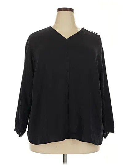 Pre-owned Lands' End 3/4 Sleeve Blouse In Black