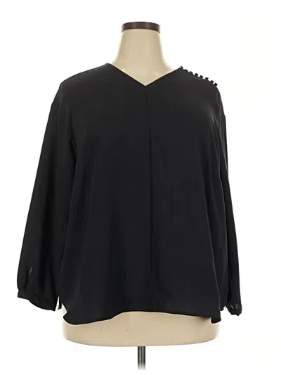 Pre-owned Lands' End 3/4 Sleeve Blouse In Black