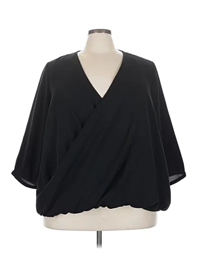 Pre-owned Lands' End 3/4 Sleeve Blouse In Black