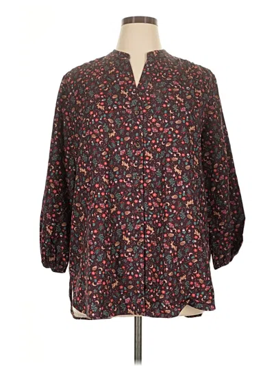 Pre-owned Lands' End 3/4 Sleeve Blouse In Black