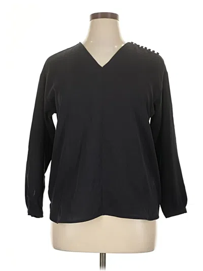 Pre-owned Lands' End 3/4 Sleeve Blouse In Black