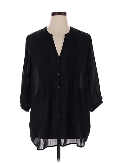 Pre-owned Lands' End 3/4 Sleeve Blouse In Black
