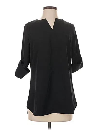 Pre-owned Lands' End 3/4 Sleeve Blouse In Black