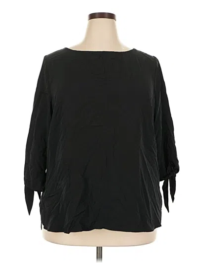 Pre-owned Lands' End 3/4 Sleeve Blouse In Black