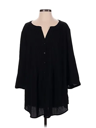 Pre-owned Lands' End 3/4 Sleeve Blouse In Black