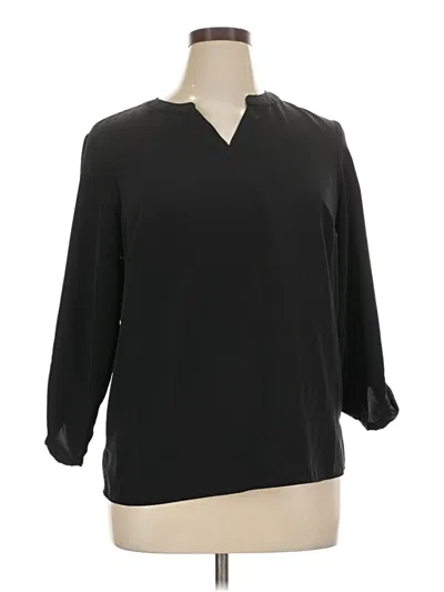Pre-owned Lands' End 3/4 Sleeve Blouse In Black